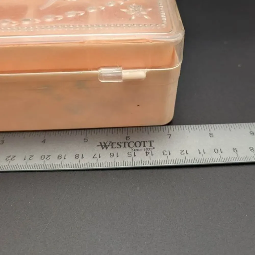 Vintage Pink Plastic Marbled Trinket Jewelry Box By Hommer MFG Made In USA